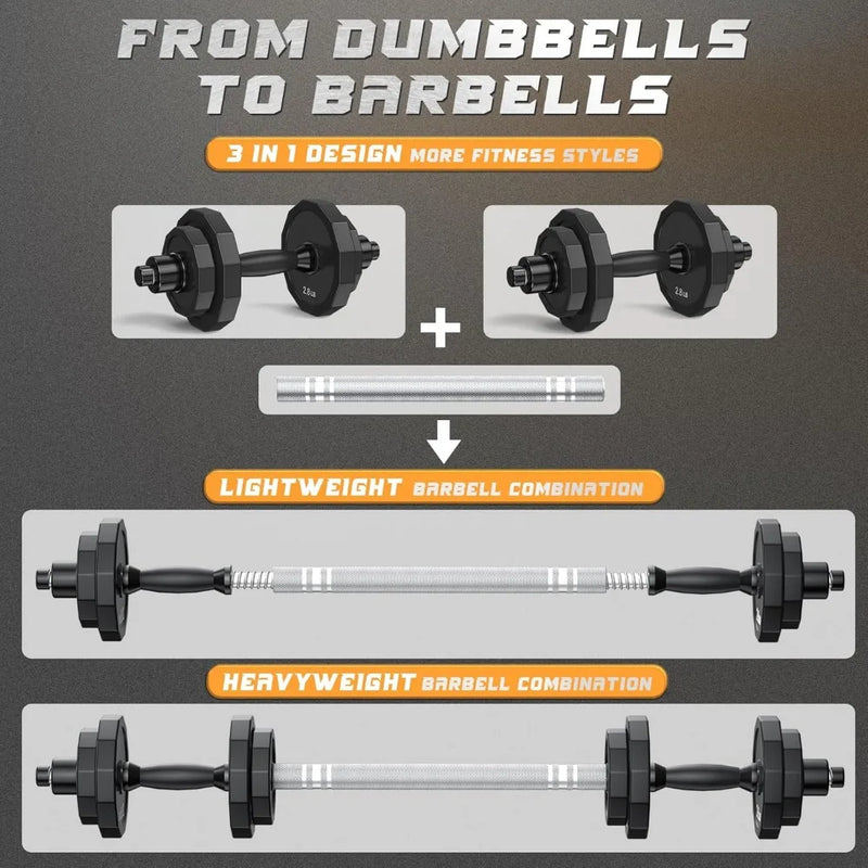 Barbell Free Weight Set with Connector Workout Home Gym